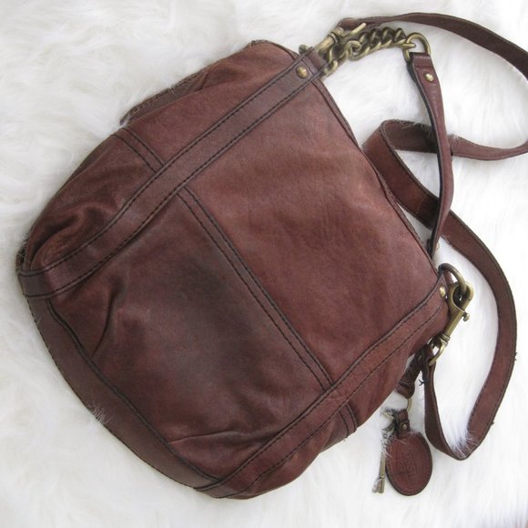 Fossil Brown Leather Crossover Fold Over Bag - Picture 3 of 8